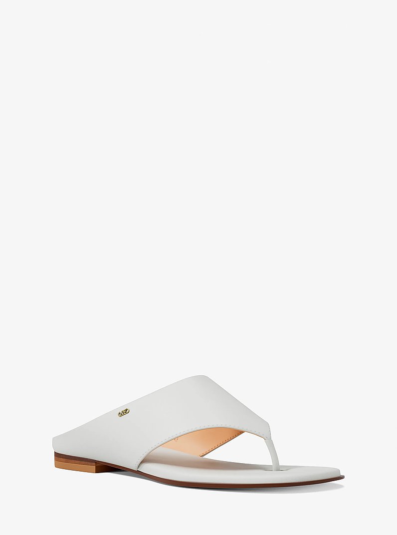 Alster Leather Thong Sandal in EGGSHELL | Michael Kors
