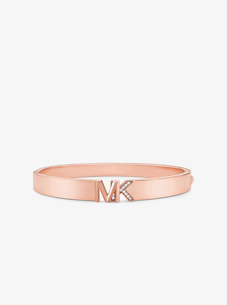 Precious Metal-Plated Brass Pav&eacute; Logo Bangle in ROSE GOLD | Michael Kors