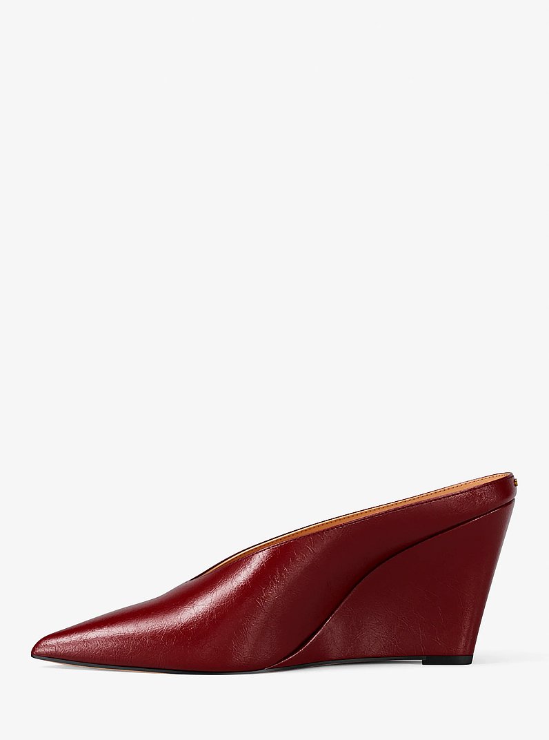 Xandra Leather Wedge Mule in DEEP RED | Michael Kors