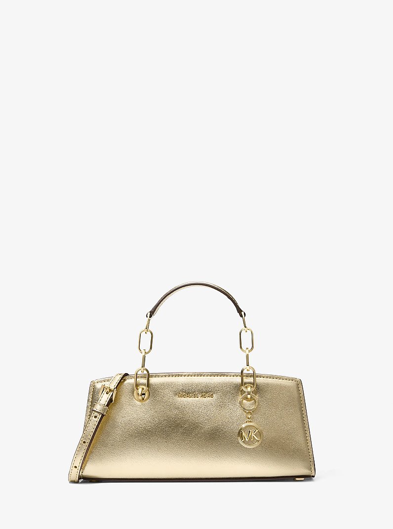 Cynthia Small Metallic Leather Crossbody Bag in PALE GOLD | Michael Kors