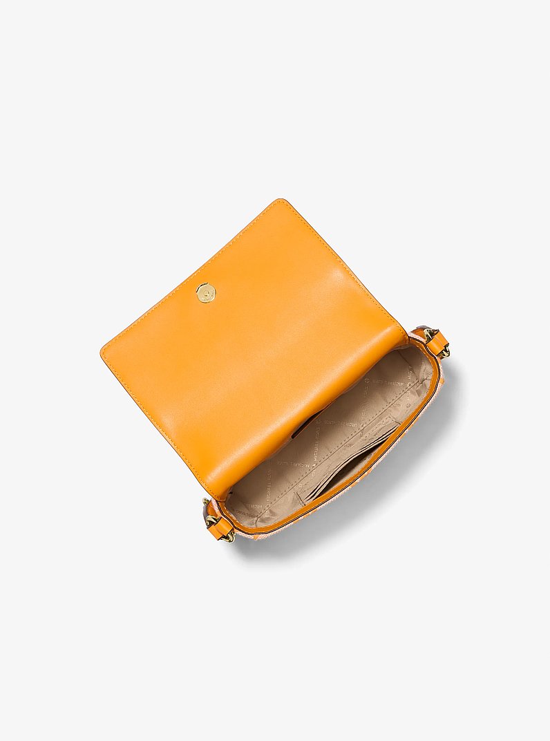 Petit sac &agrave; bandouli&egrave;re Vincent avec &eacute;tui pour cartes en jacquard &agrave; logo in ORANGE POP | Michael Kors