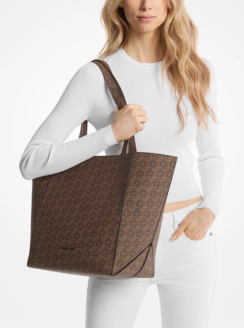 Jordi Large Empire Monogram Tote Bag in BROWN | Michael Kors