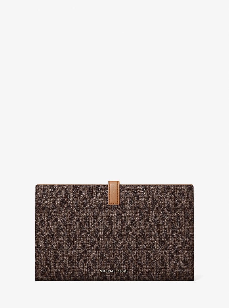 Jet Set Travel Large Signature Logo Wallet in BRN/ACORN | Michael Kors