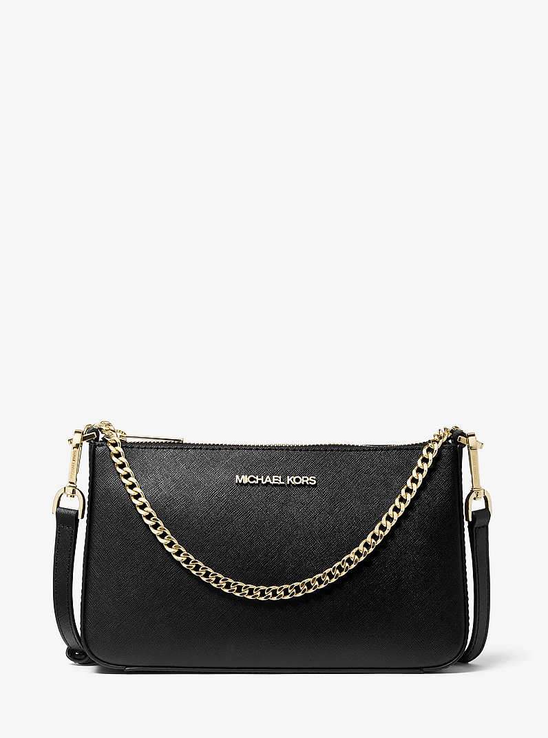 Jet Set Medium Saffiano Leather Crossbody Bag in BLACK | Michael Kors