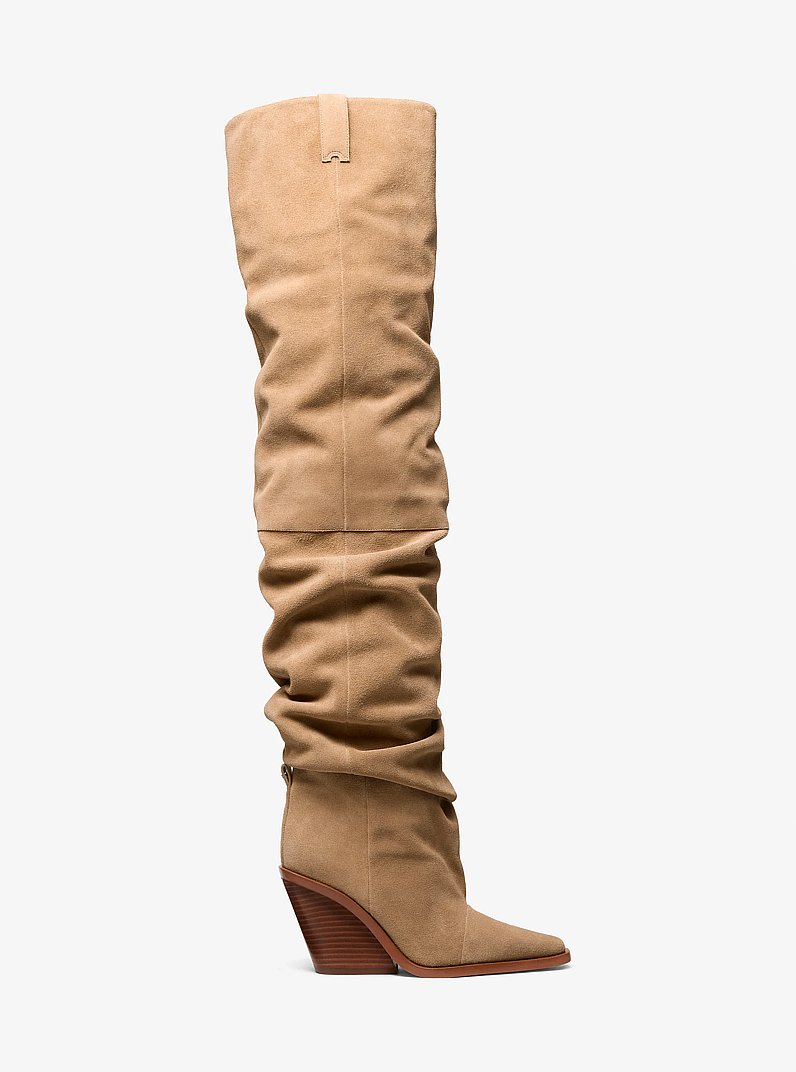 Noemie Suede Over-the-Knee Boot in HUSK | Michael Kors