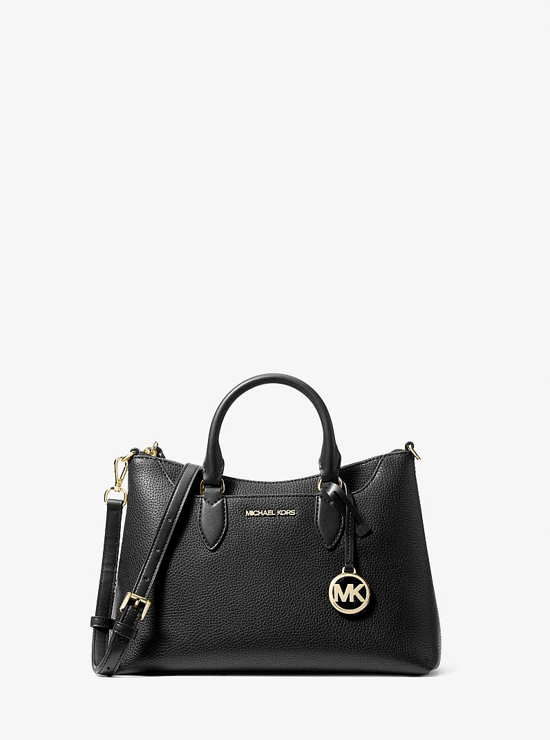 Austen Small Leather Satchel in BLACK | Michael Kors