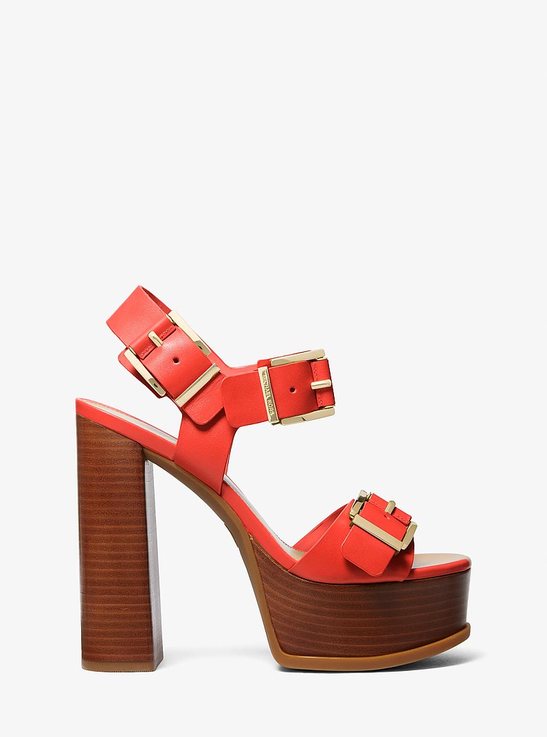 Colby Leather Platform Sandal in SPICED CORAL | Michael Kors