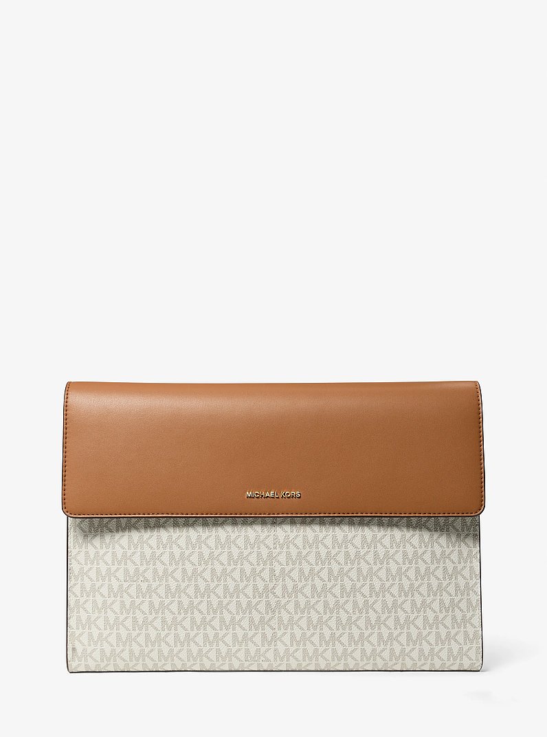 Jet Set Signature Logo Laptop Case in VANILLA/ACORN | Michael Kors