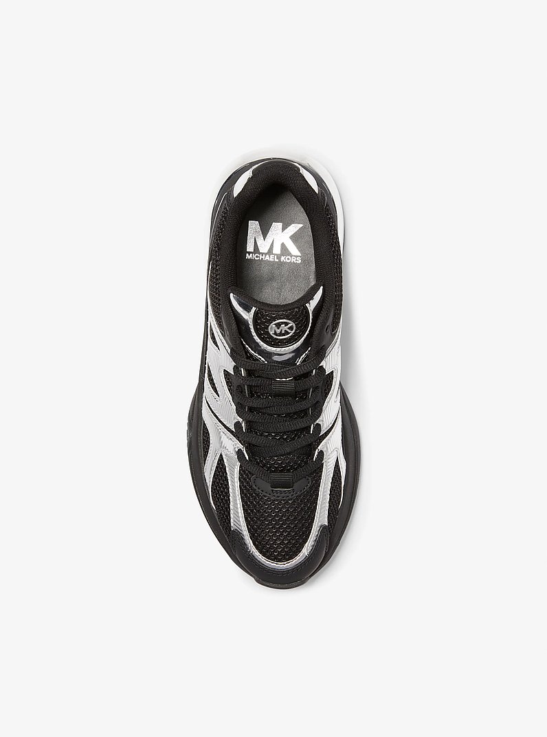 Kit Extreme Mesh and Metallic Trainer in BLACK/SILVER | Michael Kors