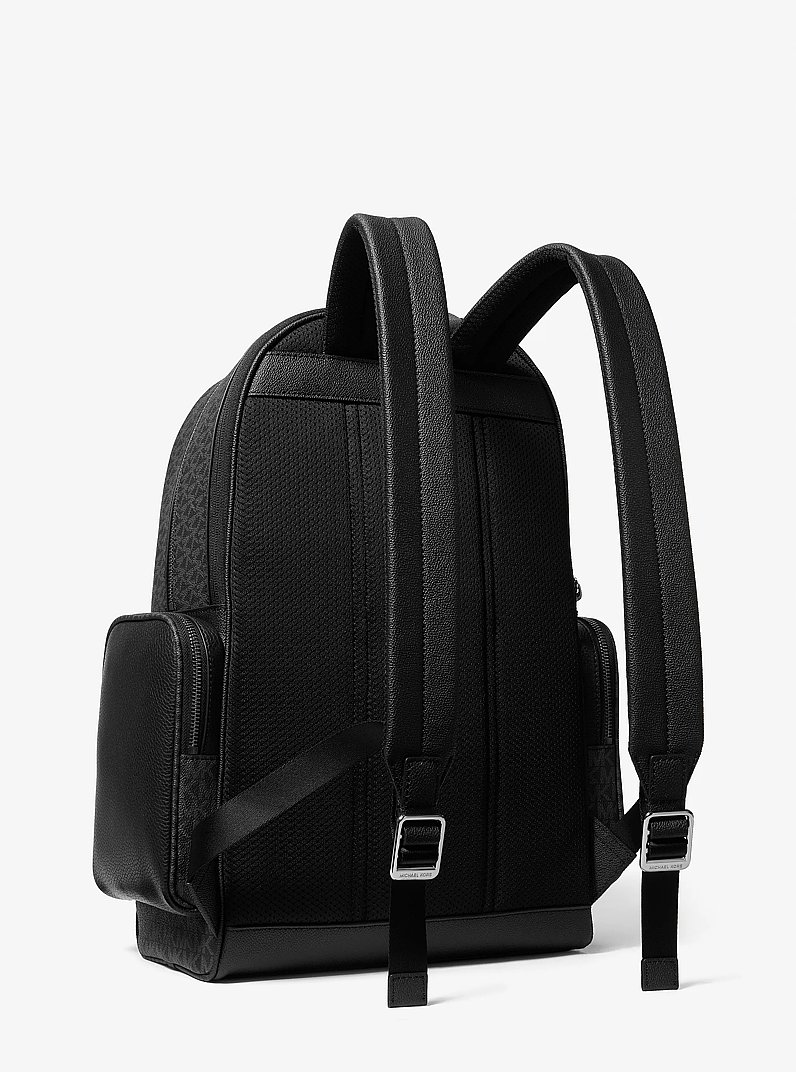 Cooper Leather and Signature Logo Backpack in BLACK | Michael Kors