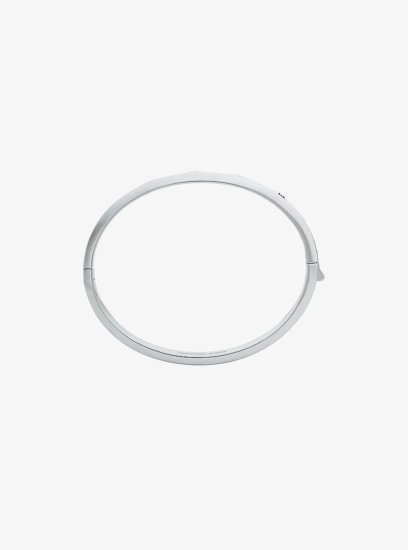 Cubic Zirconia Logo Bangle in SILVER | Michael Kors