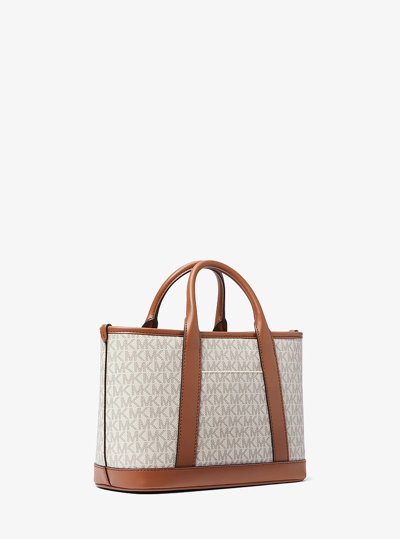 Luisa Small Signature Logo Satchel in VANILLA/LUGGAGE | Michael Kors