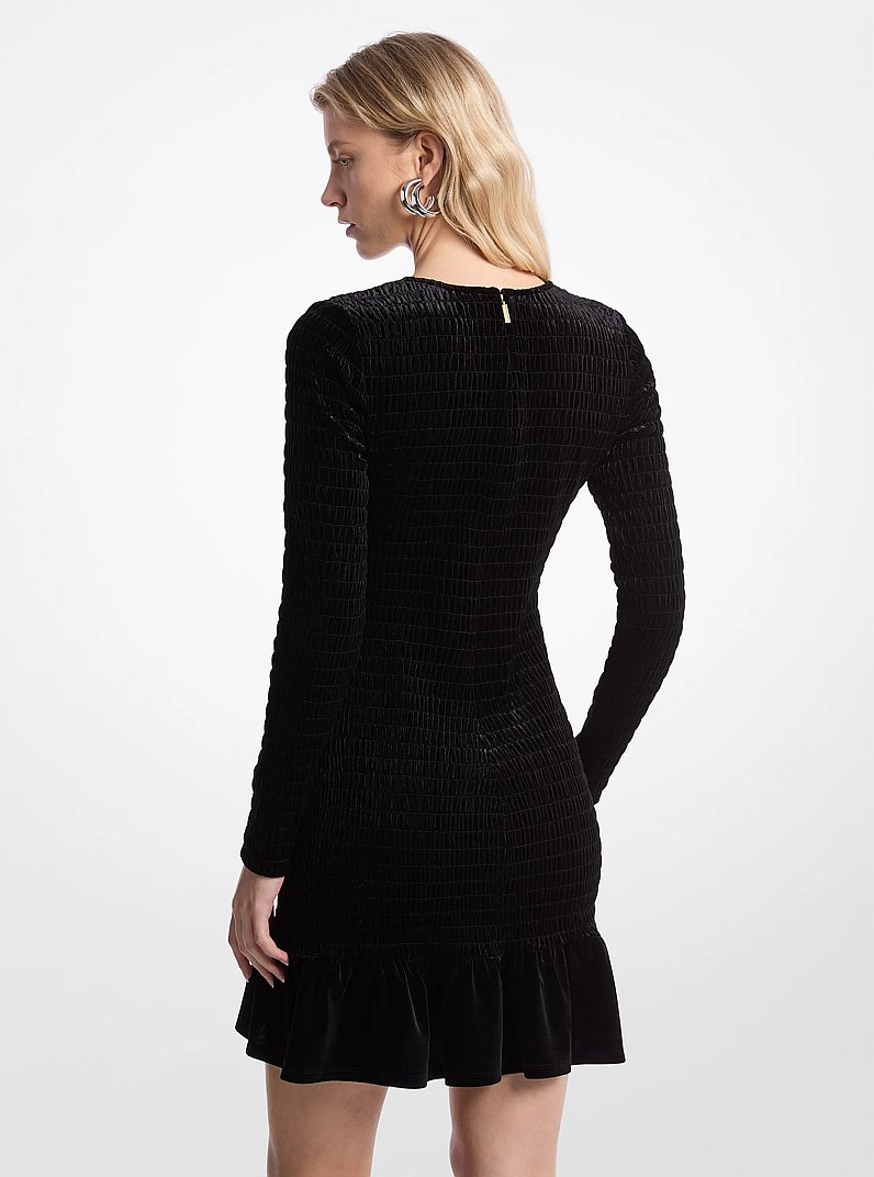 Smocked Stretch Velvet Dress