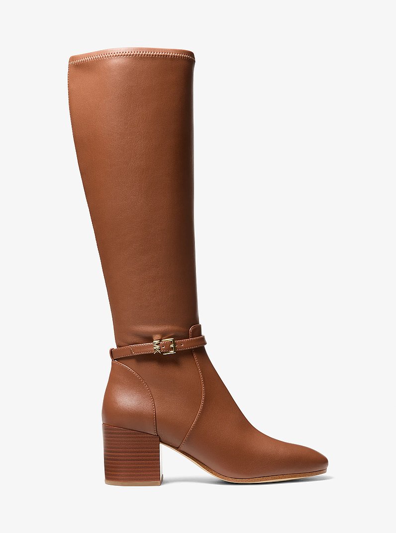 Ella Wide Calf Block Heel Boot in LUGGAGE | Michael Kors
