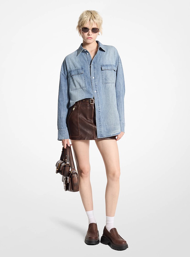 Oversized Chambray Shirt in BLUE VINTAGE WASH | Michael Kors