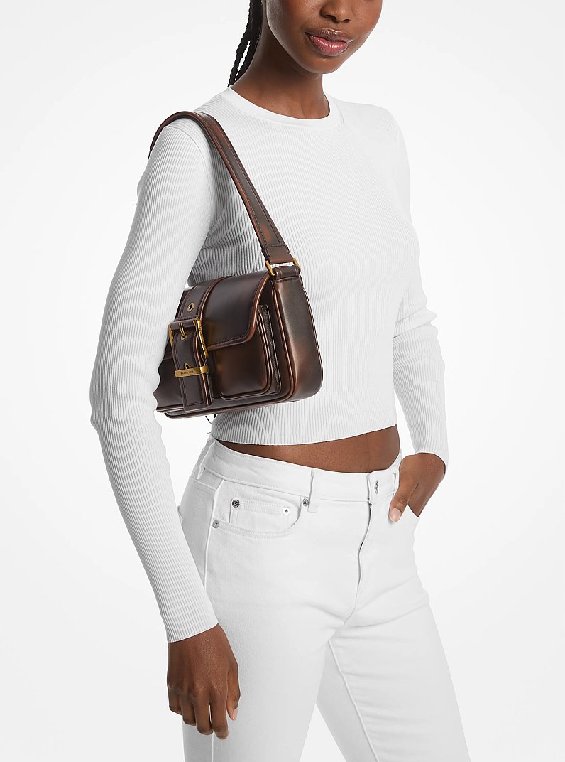 Colby Medium Burnished Leather Shoulder Bag in CHOCOLATE | Michael Kors