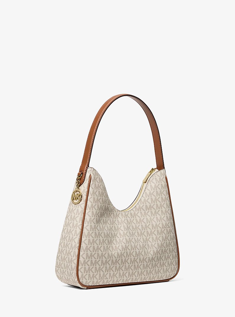 Nayla Small Signature Logo Hobo Shoulder Bag in VANILLA | Michael Kors