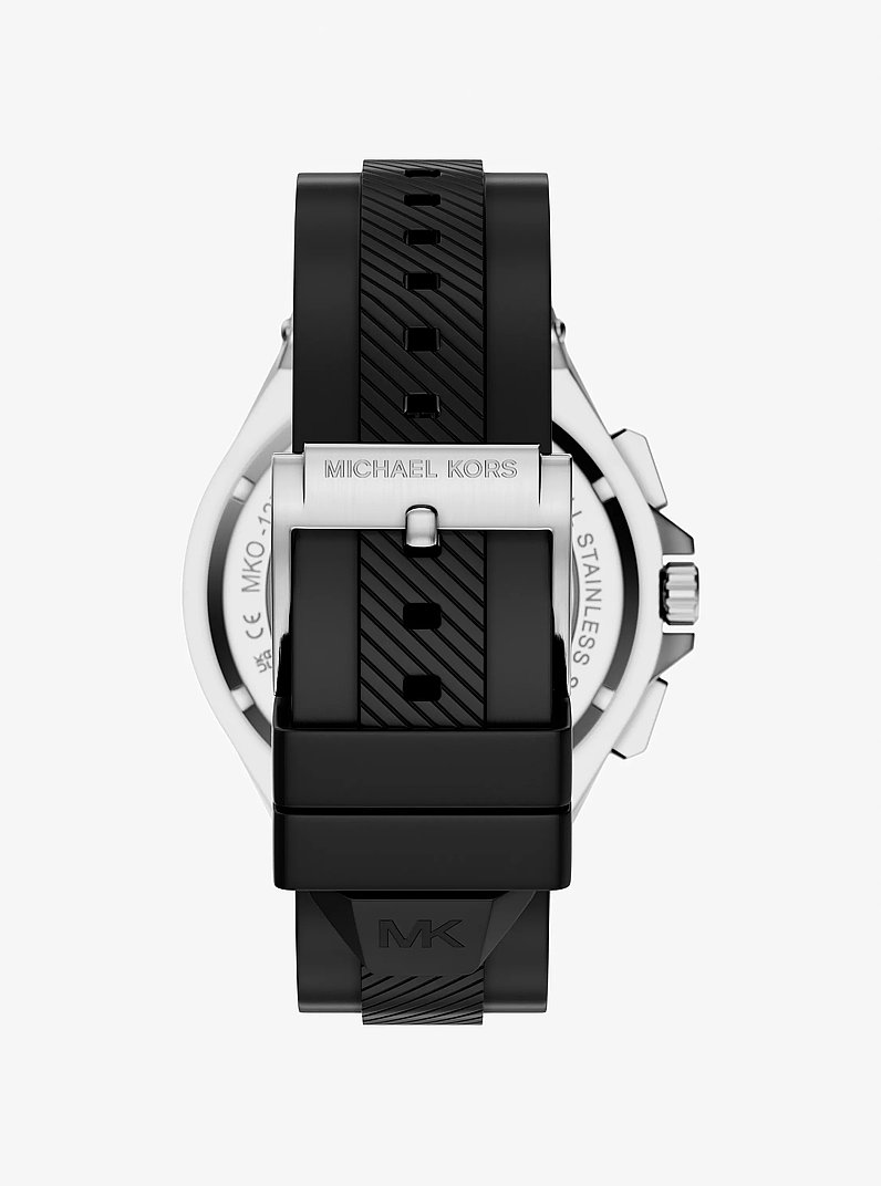 Oversized Lennox Pav&eacute; Silver-Tone and Silicone Watch in SILVER | Michael Kors
