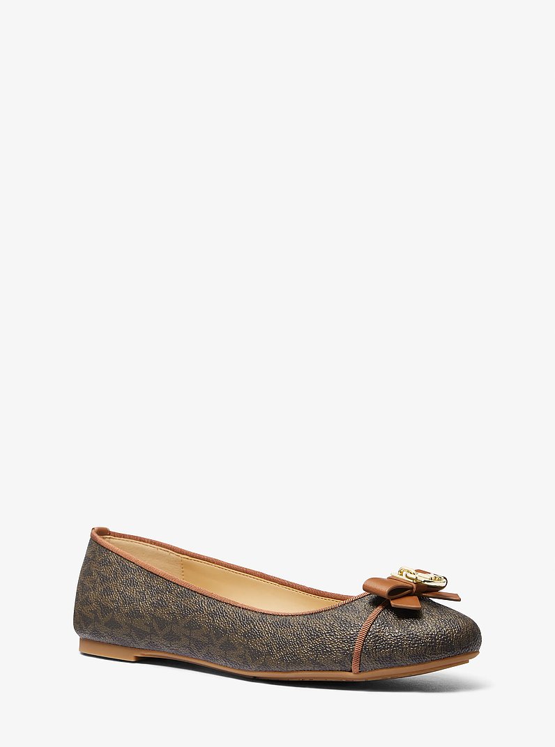 Honey Signature Logo Ballet Flat in BROWN | Michael Kors