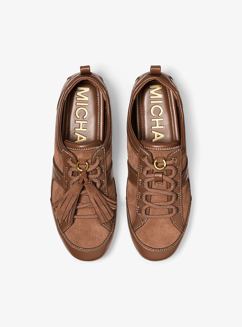 Keely Tassel Suede Trainer  in LUGGAGE | Michael Kors
