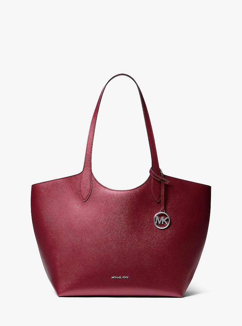Maya Large Metallic Tote Bag in MAROON | Michael Kors