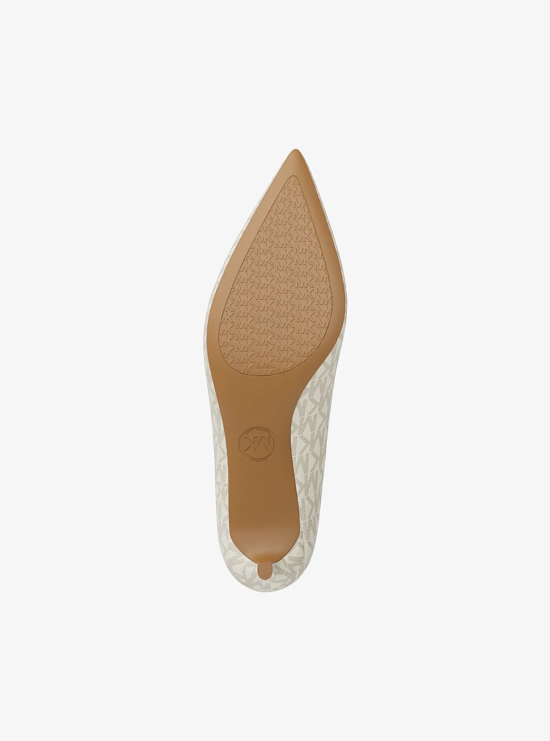 Alina Flex Signature Logo Kitten Heel Pump in VANILLA | Michael Kors