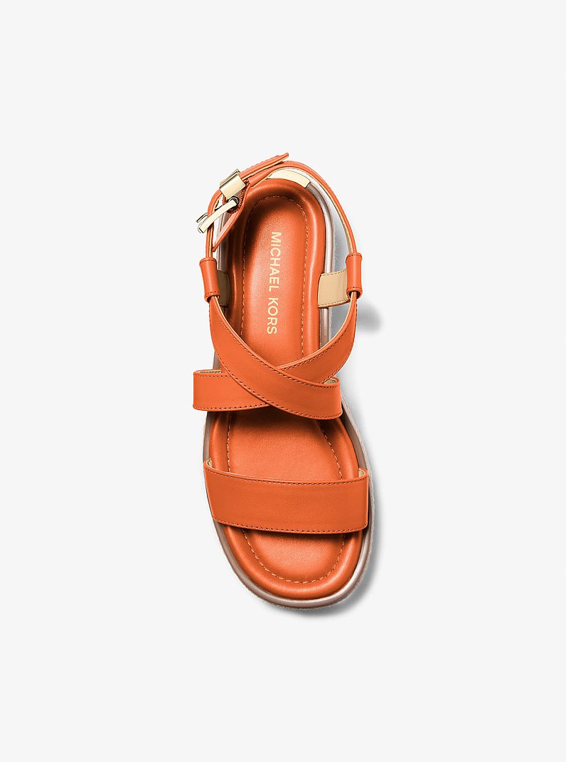 Lynn Leather Platform Espadrille Sandal in ORANGE PUNCH | Michael Kors