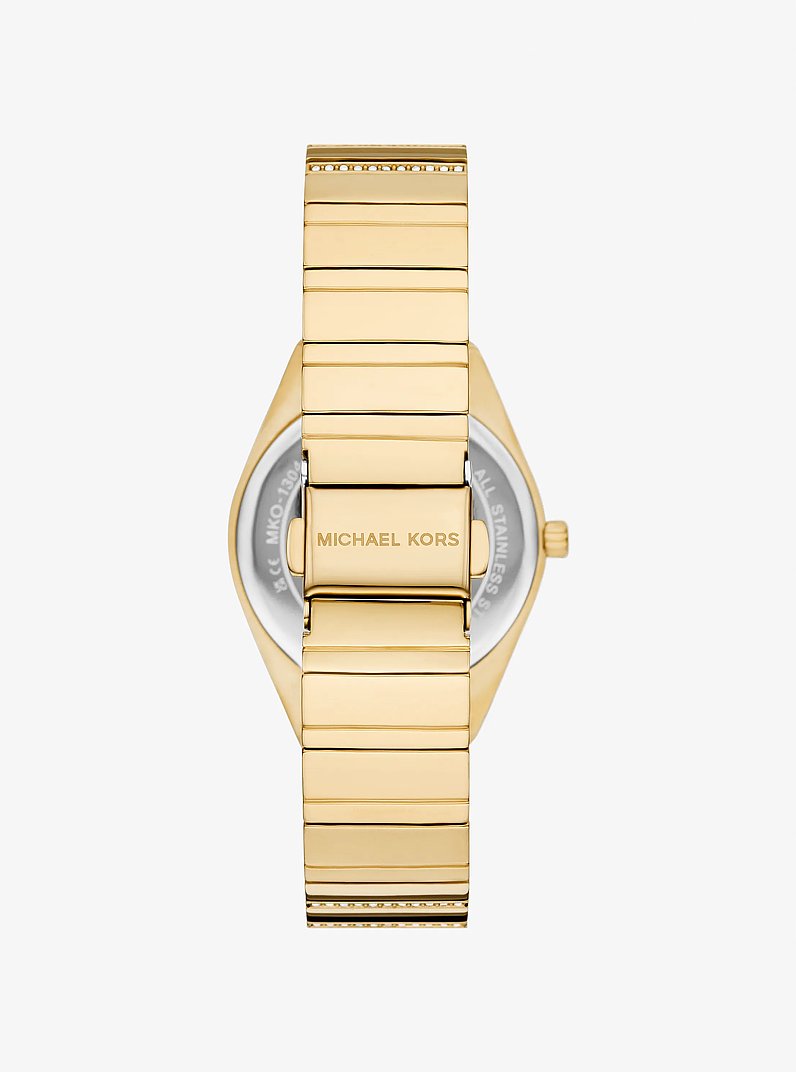 Mini Lennox Pav&eacute; Gold-Tone Watch in GOLD | Michael Kors
