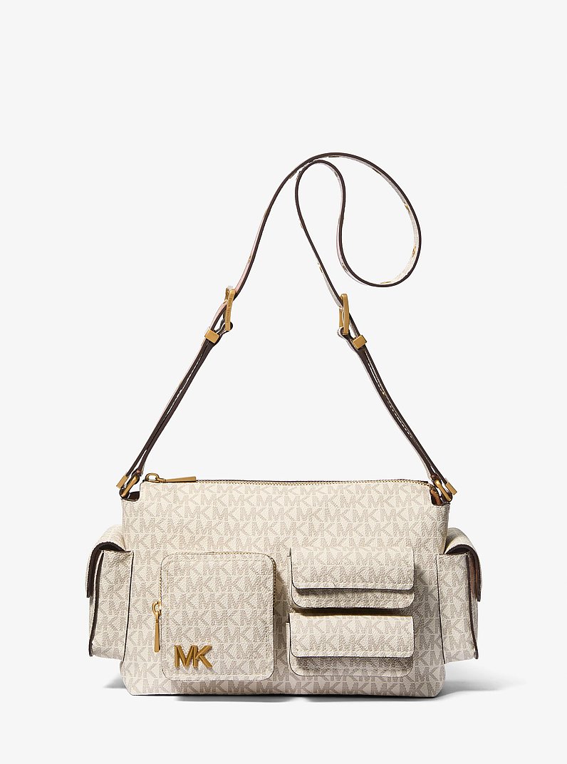 Borsa a spalla Dakota media con logo in VANIGLIA/GHIANDA | Michael Kors