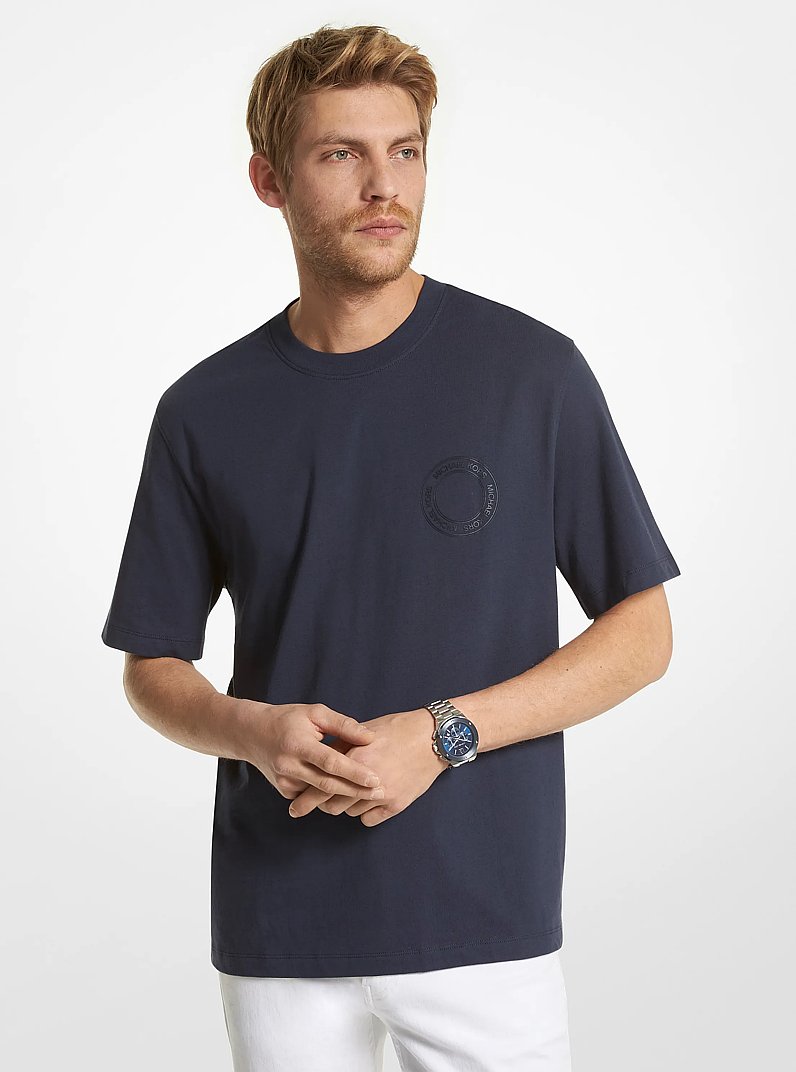 T-shirt en coton avec logo in BLEU DE MINUIT | Michael Kors