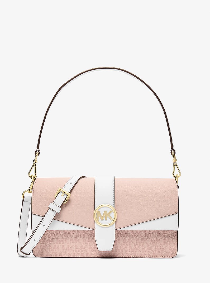 Greenwich Medium Signature Logo Convertible Crossbody Bag in PWD