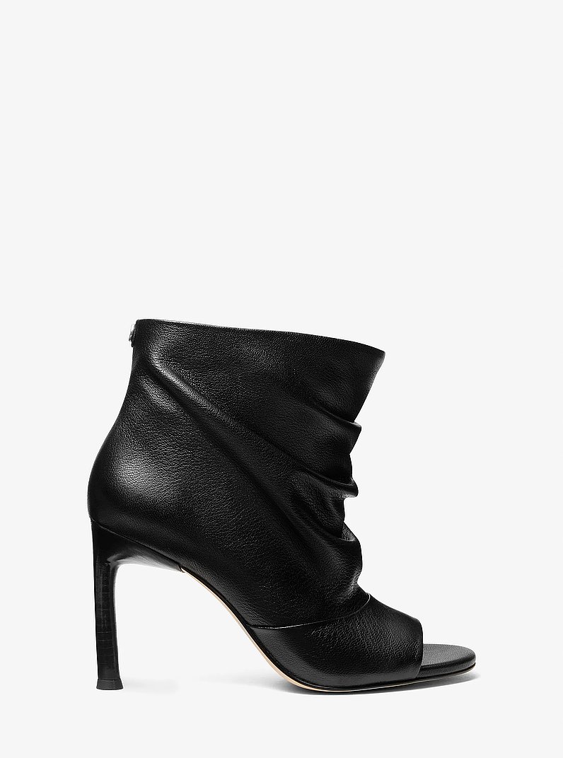 Raelynn Leather Open-Toe Ankle Boot in BLACK | Michael Kors