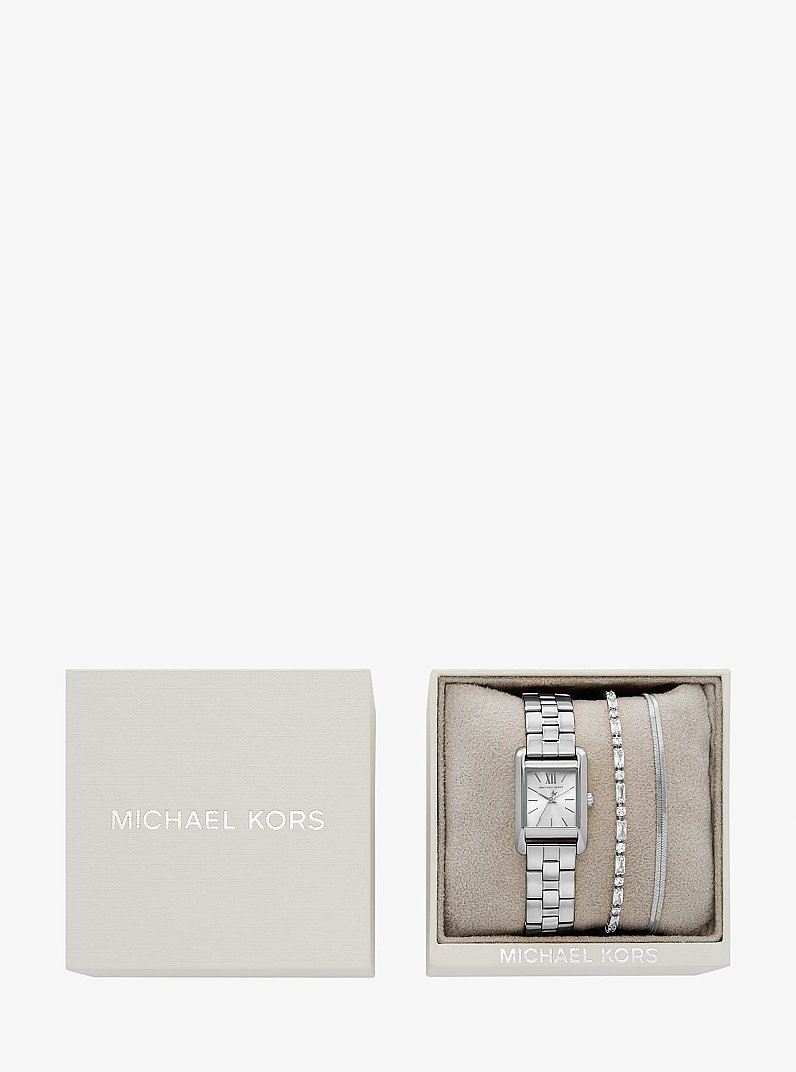 Mini Monroe Silver-Tone Watch and Jewelry Gift Set in SILVER | Michael Kors