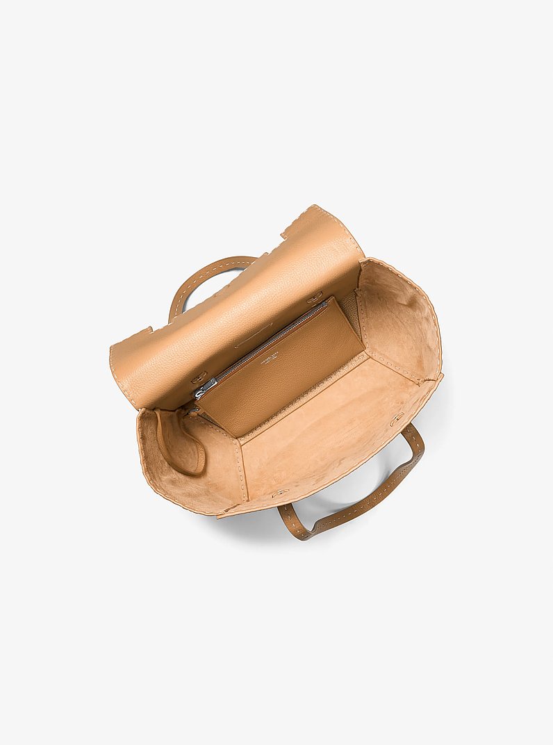 Sophia Hand-Stitched Pebbled Leather Satchel in PEANUT | Michael Kors