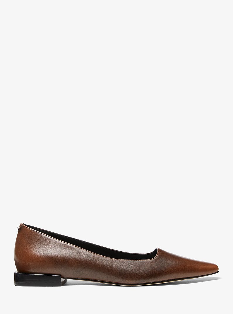 Darrah Burnished Leather Ballet Flat in LUGGAGE | Michael Kors