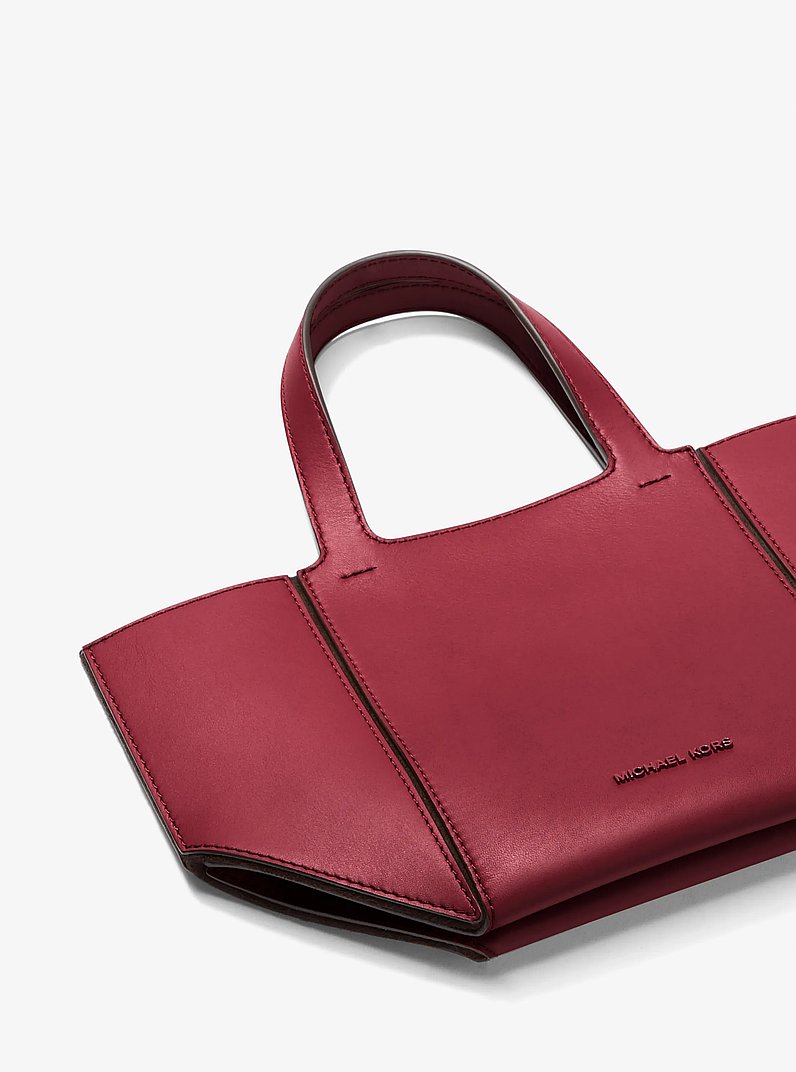 Jordi Small Leather Tote Bag in DEEP RED | Michael Kors