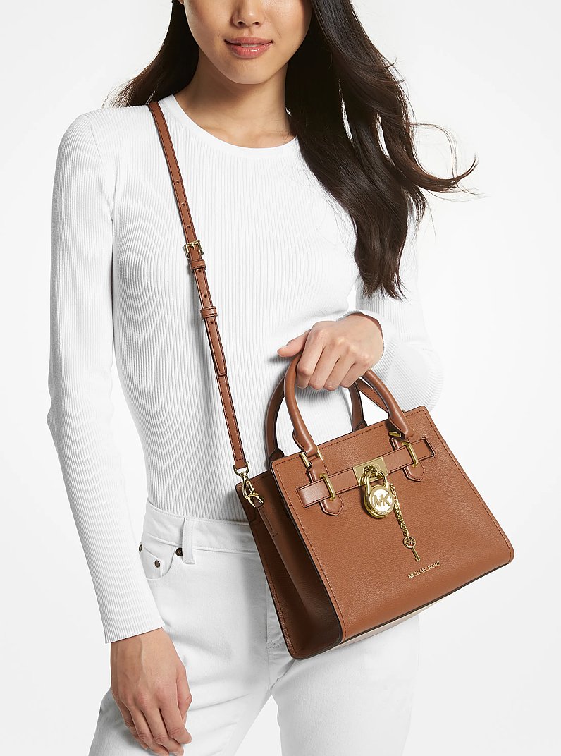 Bolso satchel Hamilton peque&ntilde;o de piel in LUGGAGE | Michael Kors