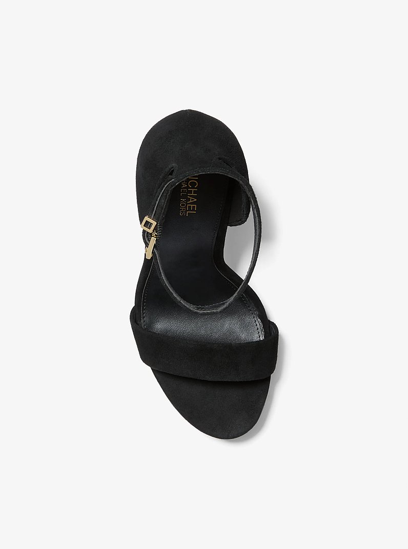 Jordyn Suede Platform Sandal in BLACK | Michael Kors