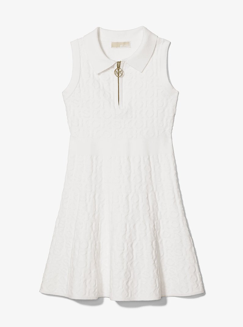 Robe polo KORS en tricot extensible &agrave; fermeture &eacute;clair in BLANC CASS&Eacute; | Michael Kors