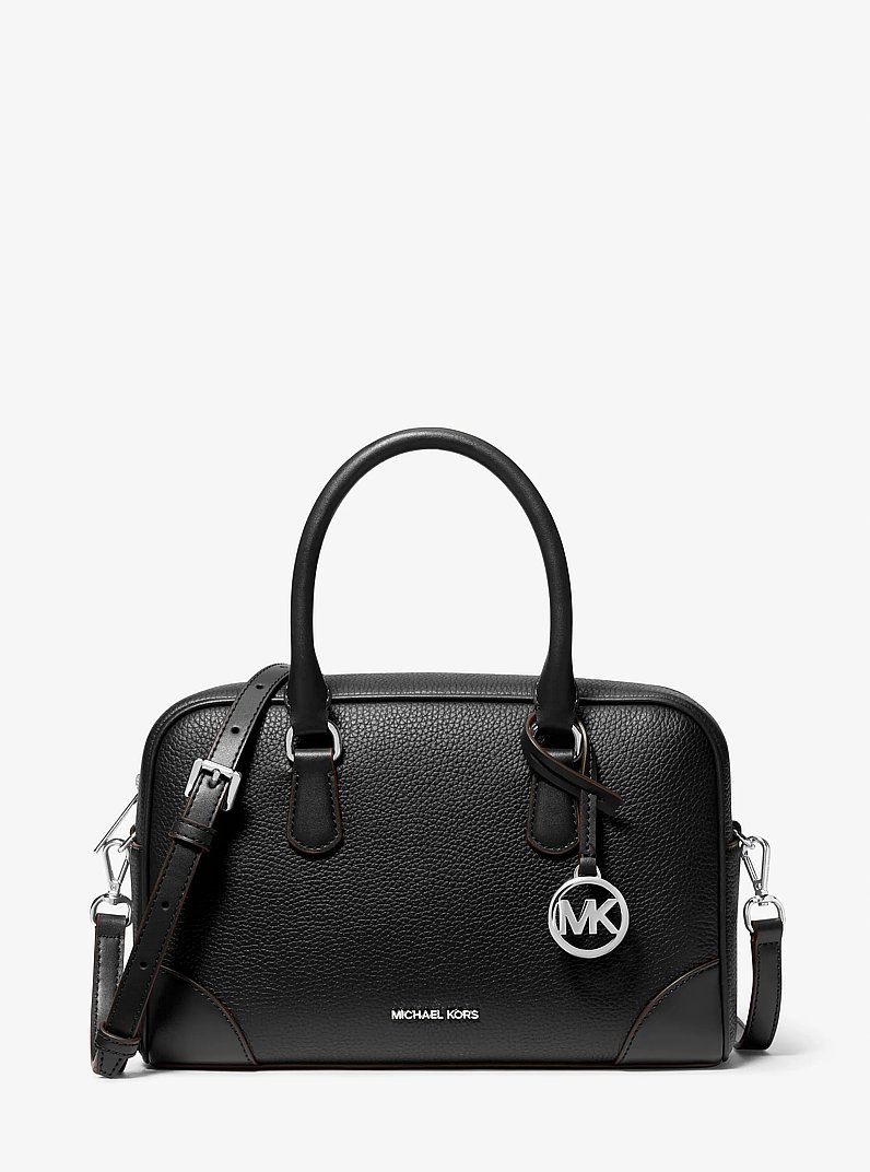 Bolso satchel Thompson mediano de piel granulada in NEGRO | Michael Kors
