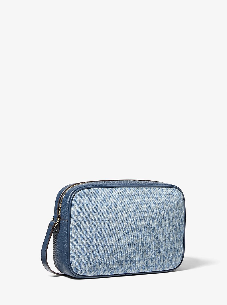 Sac &agrave; bandouli&egrave;re pour appareil photo Jet Set Travel en denim &agrave; imprim&eacute; &agrave; logo Signature in BLEU CLAIR R&Eacute;TRO LAV&Eacute; | Michael Kors