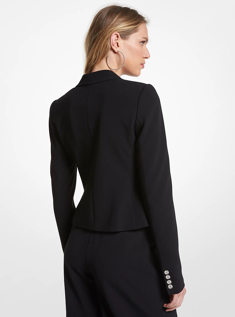 Cropped Crepe Blazer in BLACK | Michael Kors