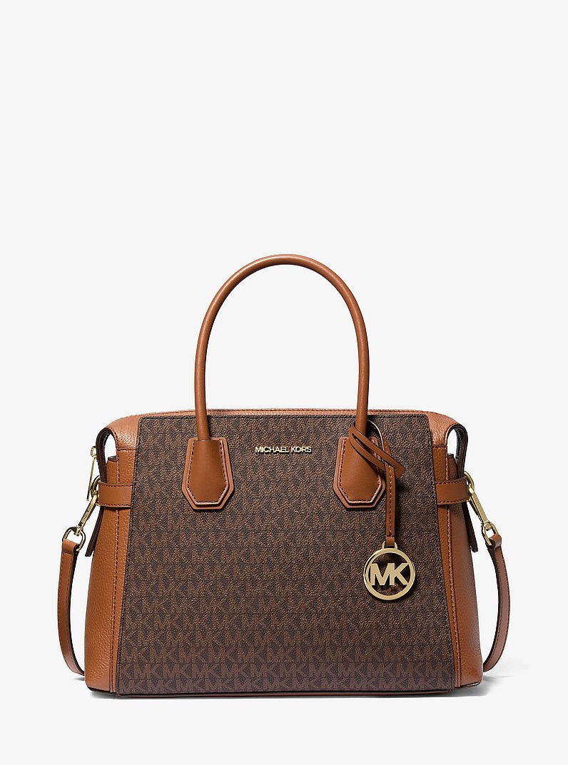 Geantă satchel medie Mercer din piele cu logo distinctiv și curea