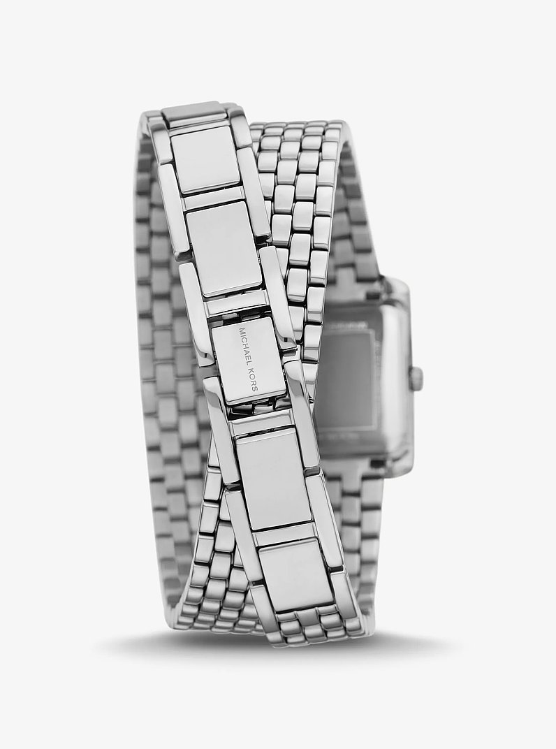 Petite Emery Pav&eacute; Silver-Tone Double Wrap Watch in SILVER | Michael Kors