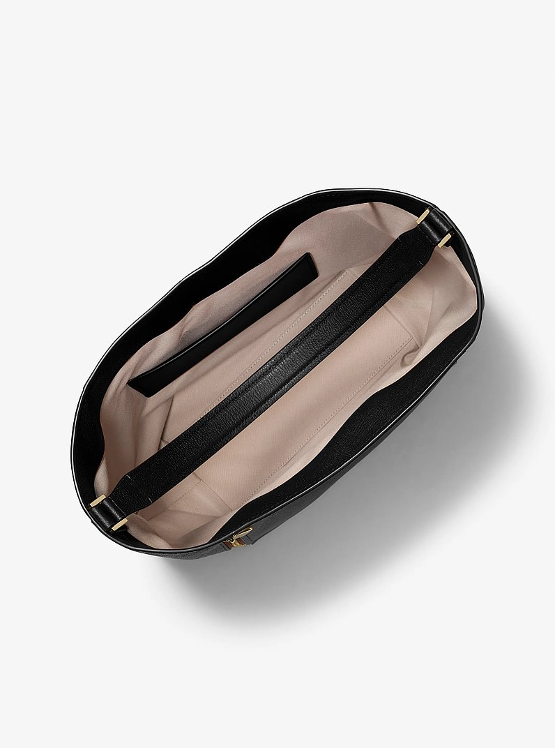 Addie Large Leather Shoulder Bag in BLACK | Michael Kors