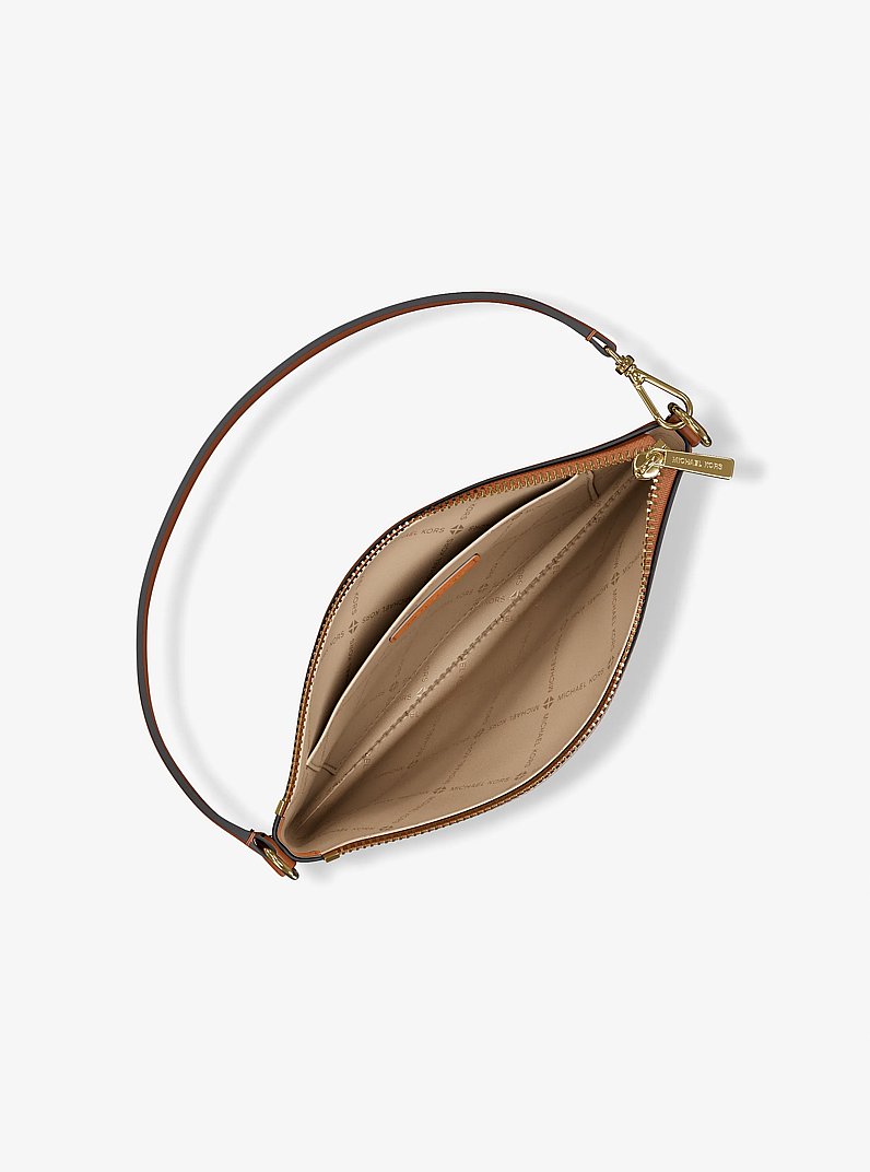 Jet Set Small Pebbled Leather Convertible Wristlet in LUGGAGE | Michael Kors