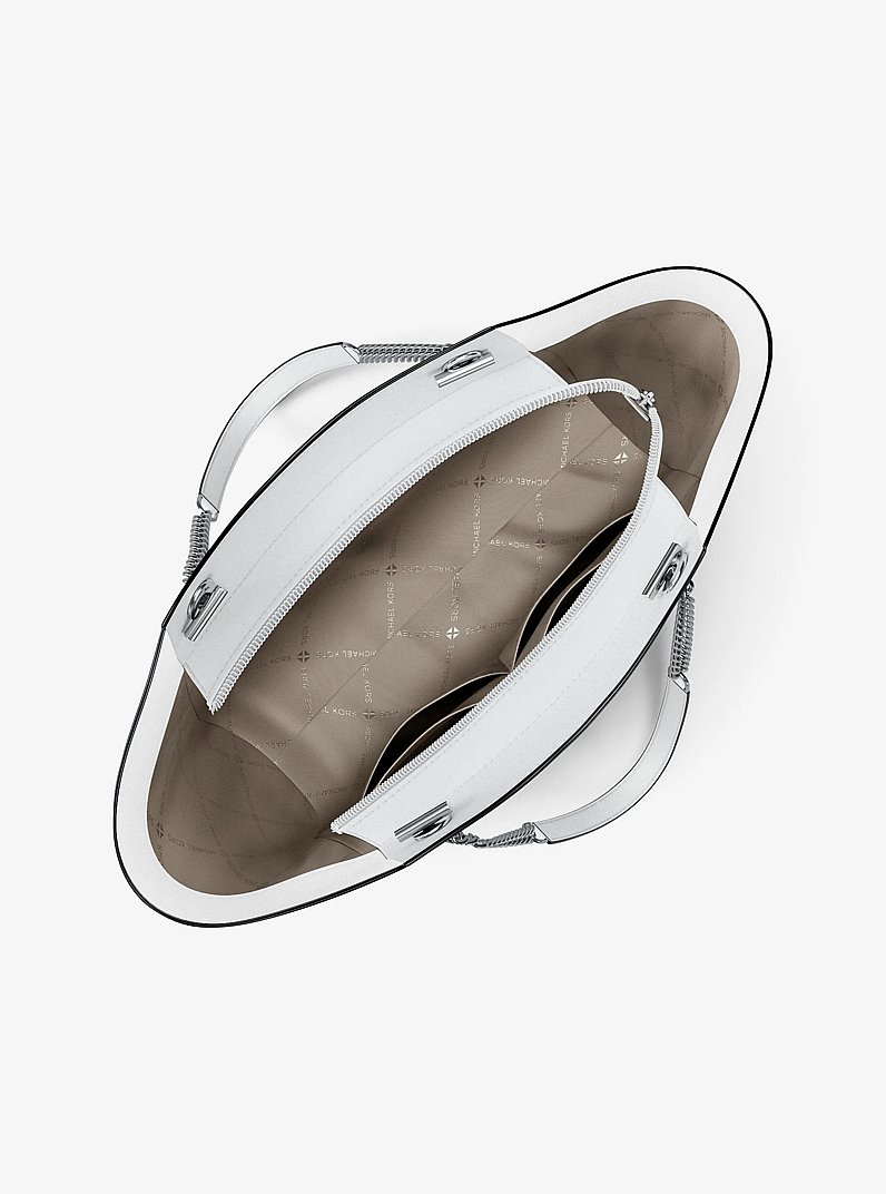 Jet Set Large Signature Logo Shoulder Bag in OPTIC WHITE | Michael Kors