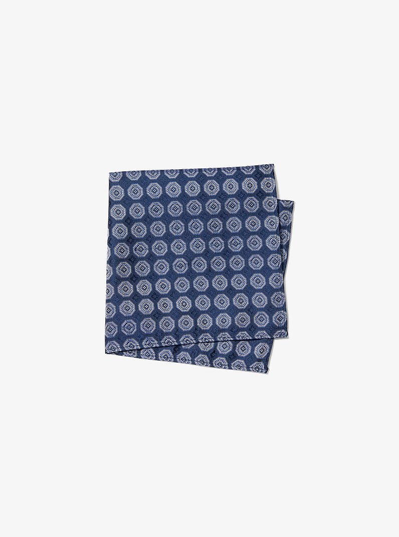 Coffret cadeau avec cravate en soie et carr&eacute; de poche &agrave; imprim&eacute; in BLEU MARINE | Michael Kors
