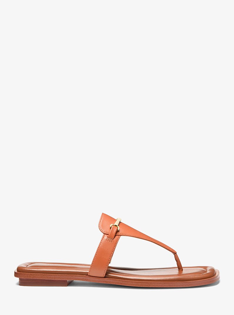 Lena Leather T-Strap Sandal in ORANGE PUNCH | Michael Kors