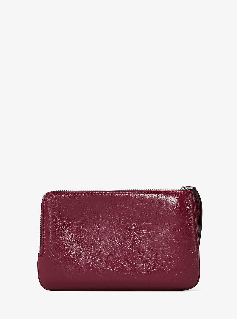 Jet Set Travel Small Crackled Wristlet in MAROON | Michael Kors
